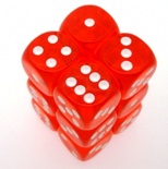 12 d6 Dice Chessex TRANSLUCENT TEAL ORANGE 23603 Dadi