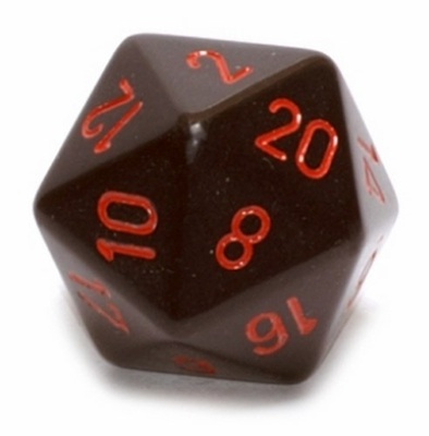 d20 Dice Chessex 16mm Opaque Black red PQ2018 Dado Opaco Nero rosso