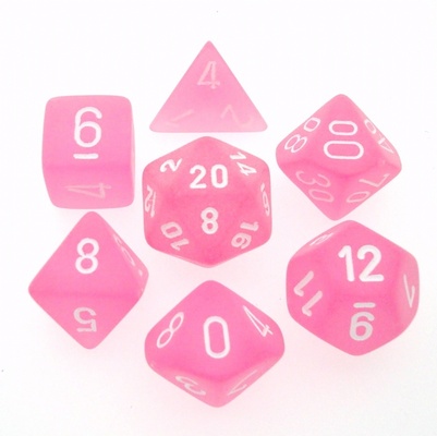 7 Die Set Chessex  FROSTED PINK white Dice ROSA bianco Dadi Dado 27464