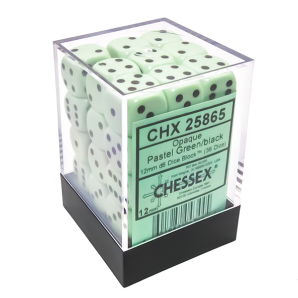 36 d6 Dice Chessex PASTEL GREEN Black 25865 Dadi immagine 1